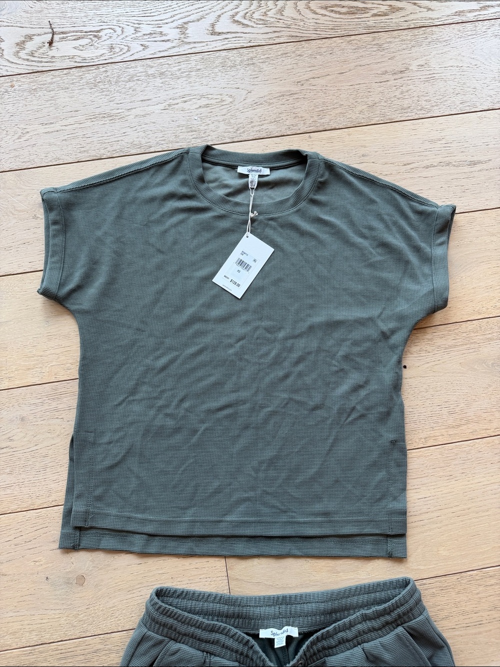 Splendid Olive Green Short Sleeve Waffle Tee